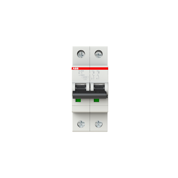 ABB, S202-C1, 2CDS252001R0014, Leitungsschutzschalter C-Char., 1 A, 2P