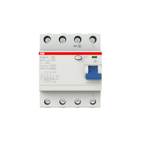 ABB FI-Schutzschalter Typ A, F204A-80/0,03, 2CSF204101R1800