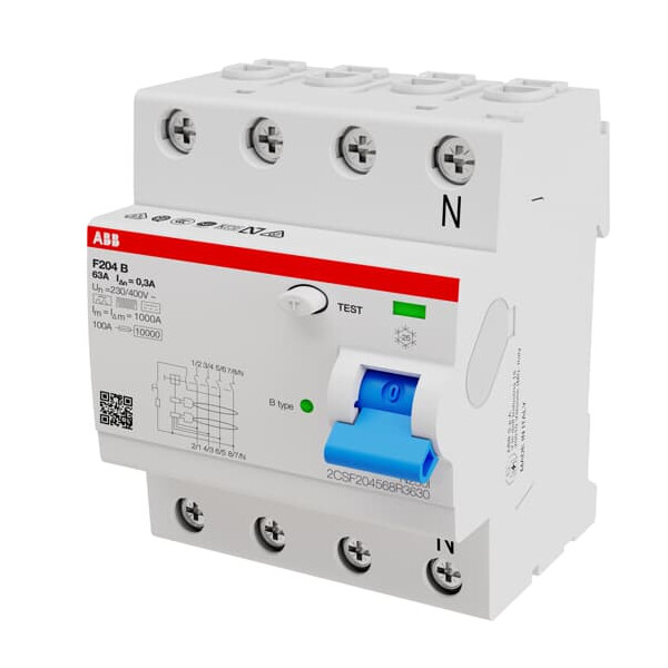 ABB FI-Schutzschalter Typ B, F204B-63/0,3, 2CSF204568R3630