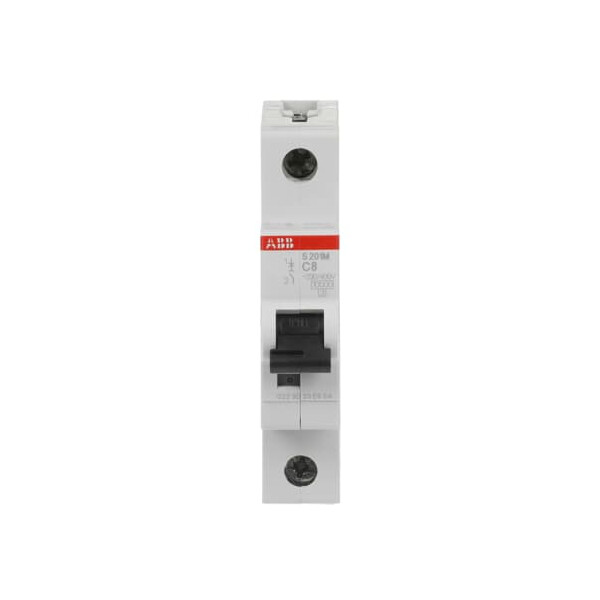 S201M-C8, 2CDS271001R0084, ABB Sicherungsschalter, LSS, S200M, Leitungsschutzschalter C-Char., 10 kA, 8 A, 1P