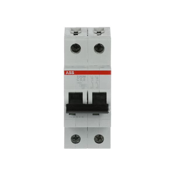 S202M-C0.5, 2CDS272001R0984, ABB Sicherungsschalter, LSS, S200M, Leitungsschutzschalter C-Char., 10 kA, 0.5 A, 2P