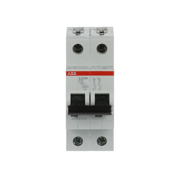 S202M-C2, 2CDS272001R0024, ABB Sicherungsschalter, LSS, S200M, Leitungsschutzschalter C-Char., 10 kA, 2 A, 2P