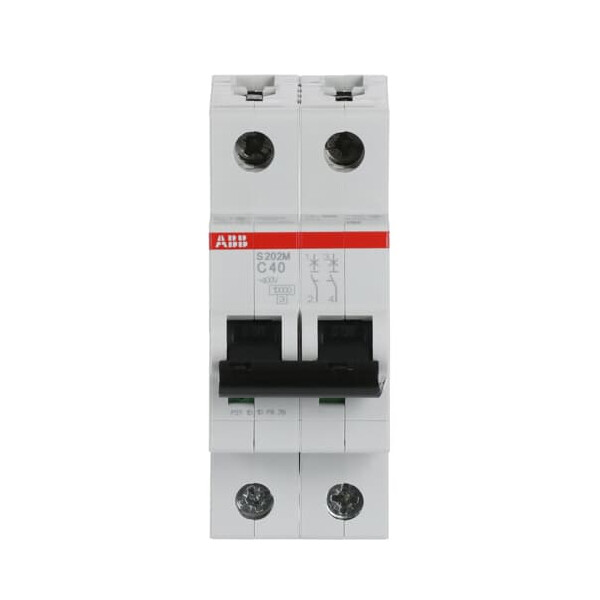 S202M-C40, 2CDS272001R0404, ABB Sicherungsschalter, LSS, S200M, Leitungsschutzschalter C-Char., 10 kA, 40 A, 2P