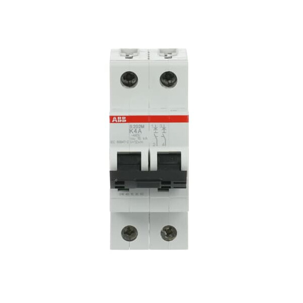 S202M-K4, 2CDS272001R0337, ABB Sicherungsschalter, LSS, S200M, Leitungsschutzschalter K-Char., 10 kA, 4 A, 2P