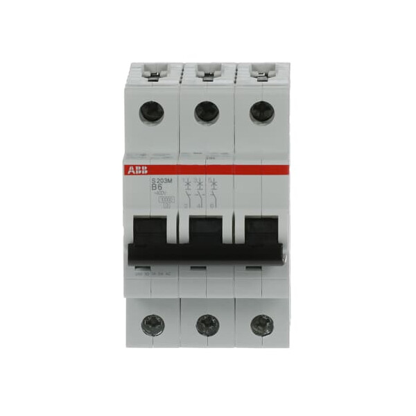 S203M-B6, 2CDS273001R0065, ABB Sicherungsschalter, LSS, S200M, Leitungsschutzschalter B-Char., 10 kA, 6 A, 3P