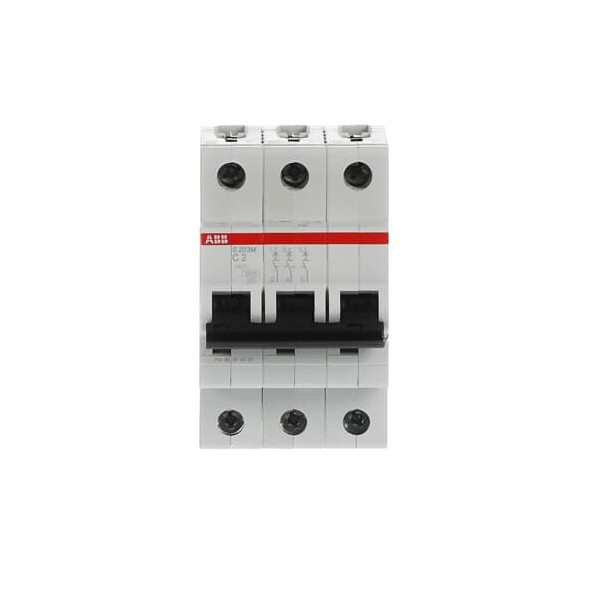 S203M-C2, 2CDS273001R0024, ABB Sicherungsschalter, LSS, S200M, Leitungsschutzschalter C-Char., 10 kA, 2 A, 3P