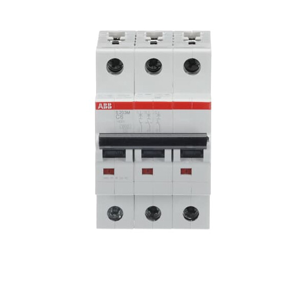 S203M-C6, 2CDS273001R0064, ABB Sicherungsschalter, LSS, S200M, Leitungsschutzschalter C-Char., 10 kA, 6 A, 3P