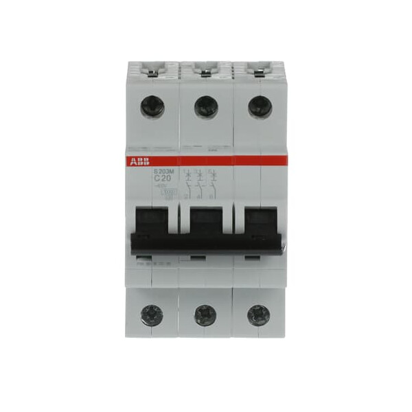 S203M-C20, 2CDS273001R0204, ABB Sicherungsschalter, LSS, S200M, Leitungsschutzschalter C-Char., 10 kA, 20 A, 3P