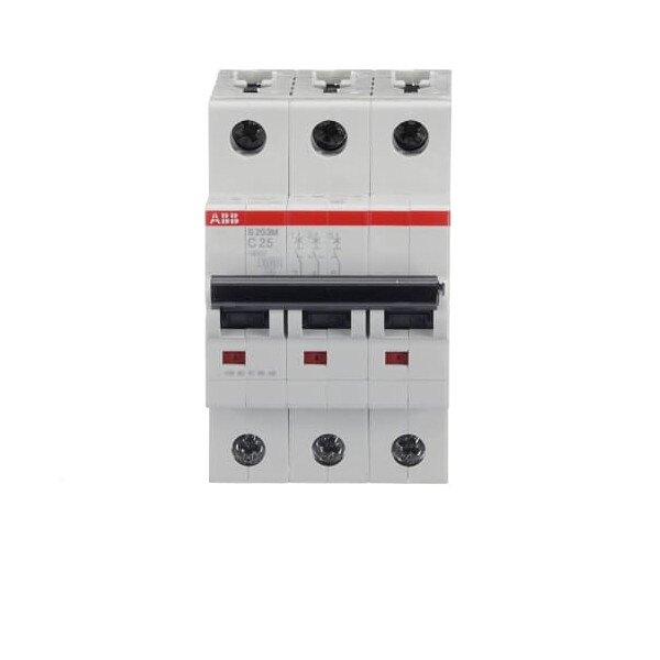 S203M-C25, 2CDS273001R0254, ABB Sicherungsschalter, LSS, S200M, Leitungsschutzschalter C-Char., 10 kA, 25 A, 3P