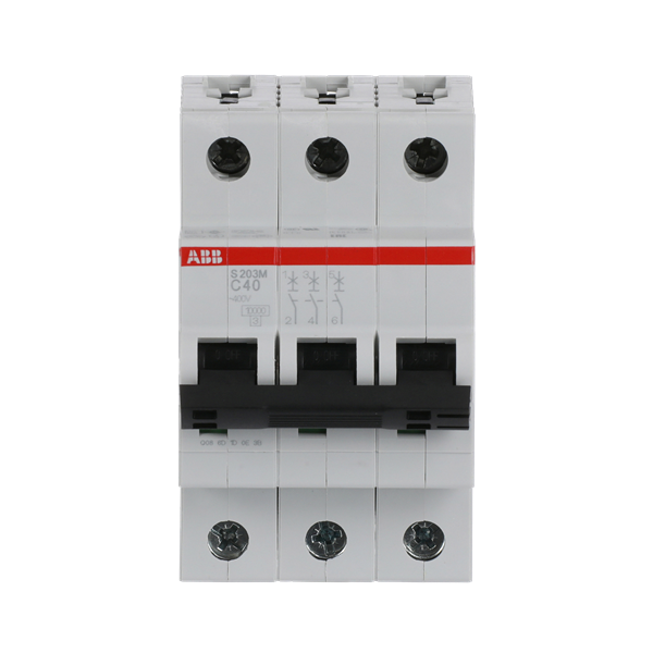 S203M-C40, 2CDS273001R0404, ABB Sicherungsschalter, LSS, S200M, Leitungsschutzschalter C-Char., 10 kA, 40 A, 3P