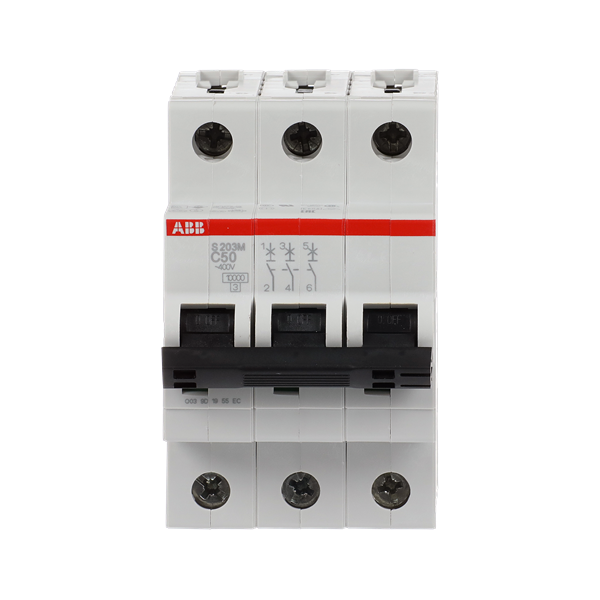 S203M-C50, 2CDS273001R0504, ABB Sicherungsschalter, LSS, S200M, Leitungsschutzschalter C-Char., 10 kA, 50 A, 3P
