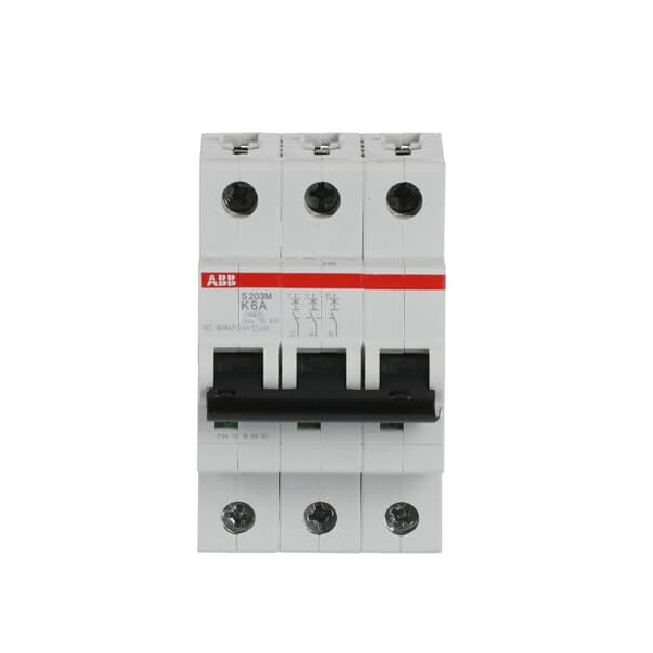 S203M-K6, 2CDS273001R0377, ABB Sicherungsschalter, LSS, S200M, Leitungsschutzschalter K-Char., 10 kA, 6 A, 3P