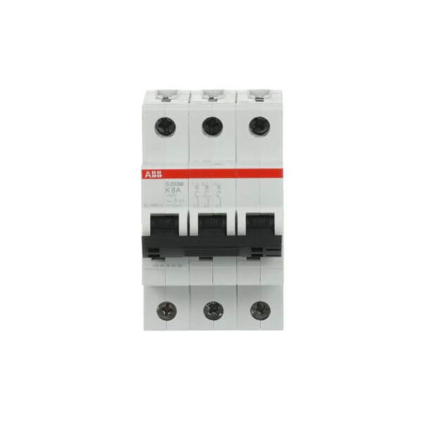 S203M-K8, 2CDS273001R0407, ABB Sicherungsschalter, LSS, S200M, Leitungsschutzschalter K-Char., 10 kA, 8 A, 3P