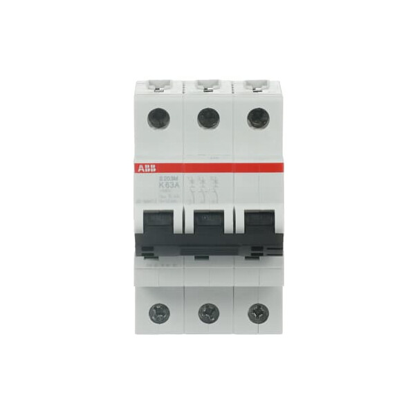 S203M-K63, 2CDS273001R0607, ABB Sicherungsschalter, LSS, S200M, Leitungsschutzschalter K-Char., 10 kA, 63 A, 3P